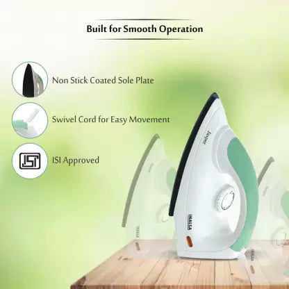 Inalsa Jasper 1000 W Dry Iron  (White and Green) Inalsa Jasper 1000 W Dry Iron  (White and Green)